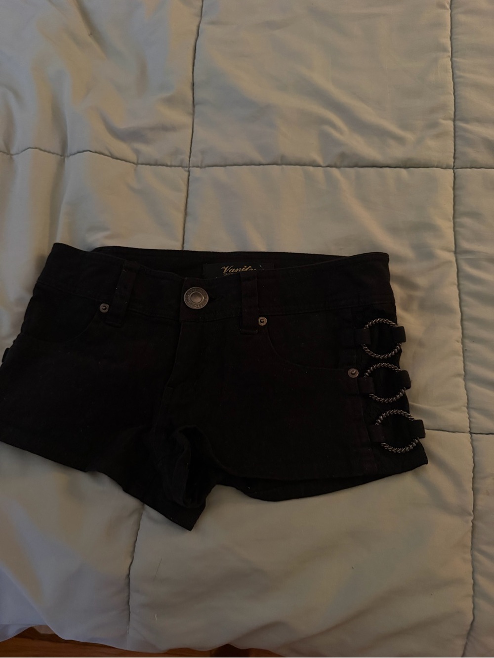 Vanity Black Women's Short Shorts with Side Buckle Detail - Picture 4 of 4